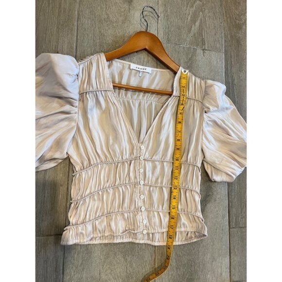 NWOT FRAME Julianne BLUSH Top PUFF SLEEVES BLOUSE SIZE XS - Picture 6 of 9